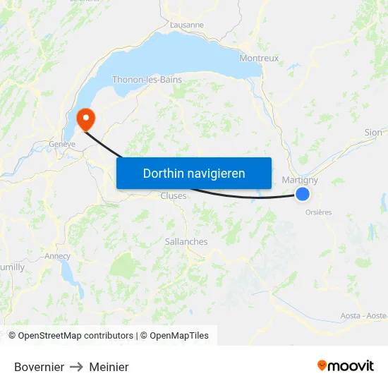 Bovernier to Meinier map