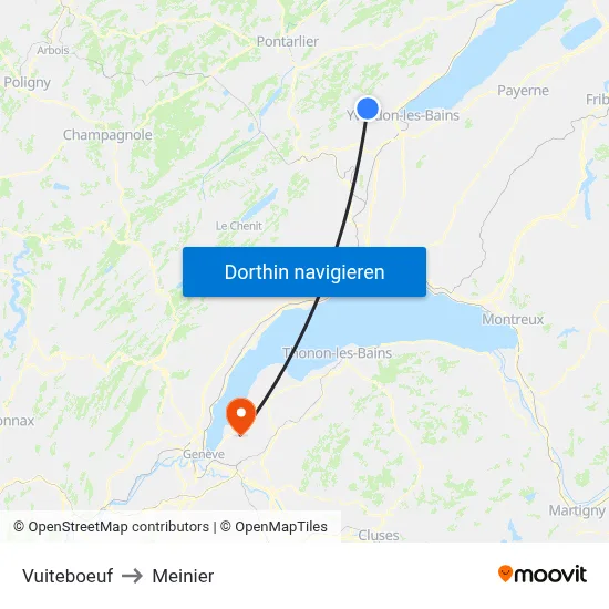 Vuiteboeuf to Meinier map