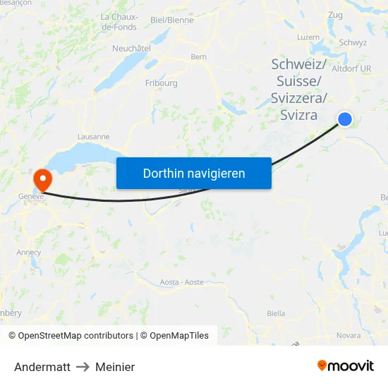 Andermatt to Meinier map