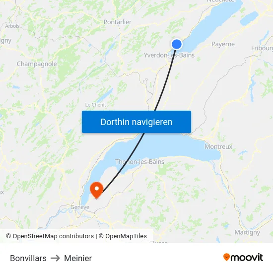 Bonvillars to Meinier map