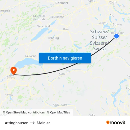 Attinghausen to Meinier map