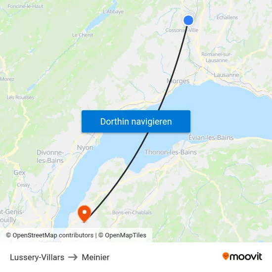 Lussery-Villars to Meinier map