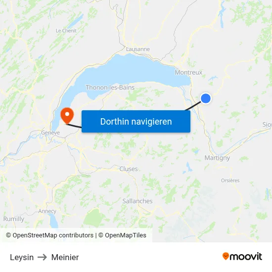 Leysin to Meinier map