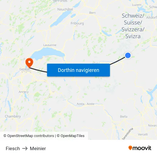 Fiesch to Meinier map