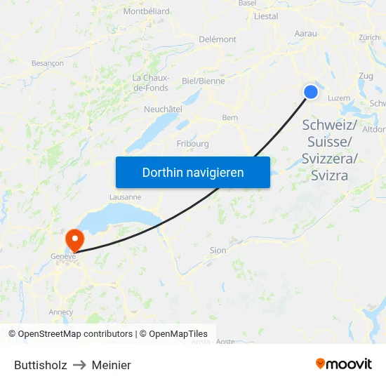 Buttisholz to Meinier map