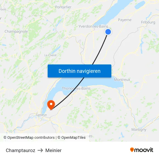 Champtauroz to Meinier map