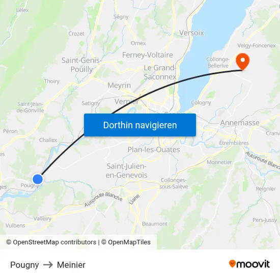Pougny to Meinier map