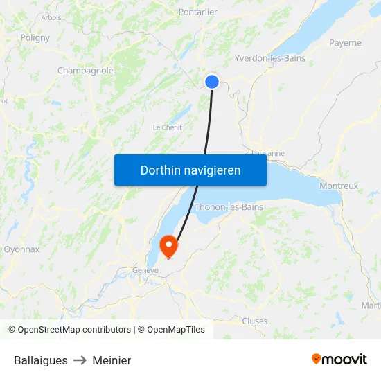 Ballaigues to Meinier map