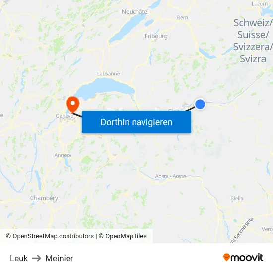 Leuk to Meinier map