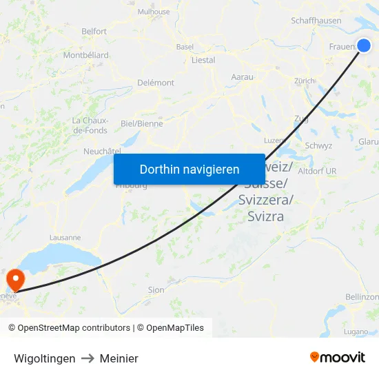 Wigoltingen to Meinier map