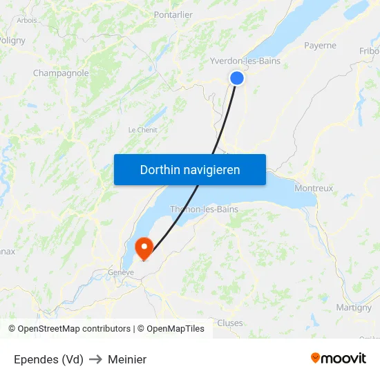 Ependes (Vd) to Meinier map