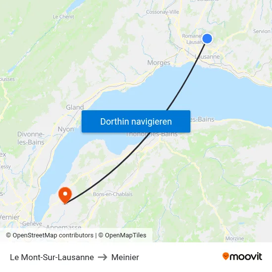 Le Mont-Sur-Lausanne to Meinier map