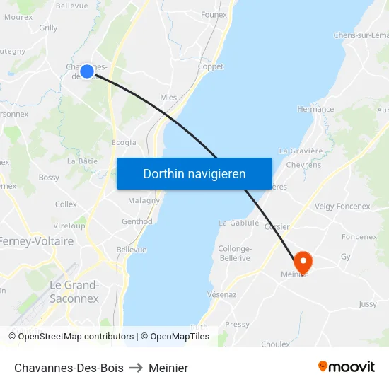 Chavannes-Des-Bois to Meinier map