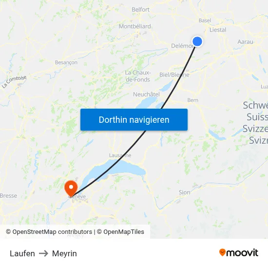 Laufen to Meyrin map