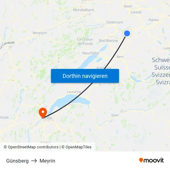 Günsberg to Meyrin map