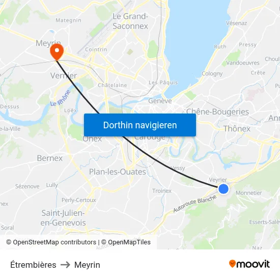 Étrembières to Meyrin map