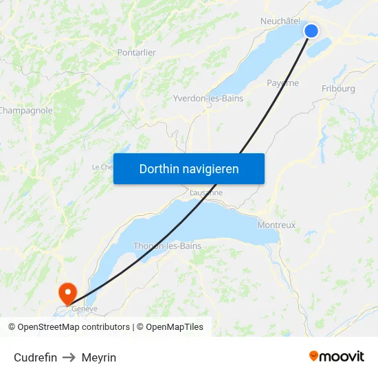 Cudrefin to Meyrin map