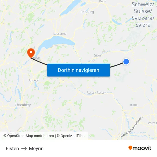 Eisten to Meyrin map