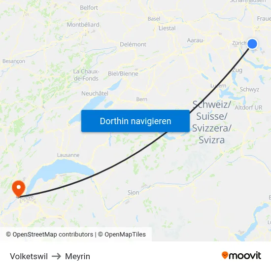 Volketswil to Meyrin map