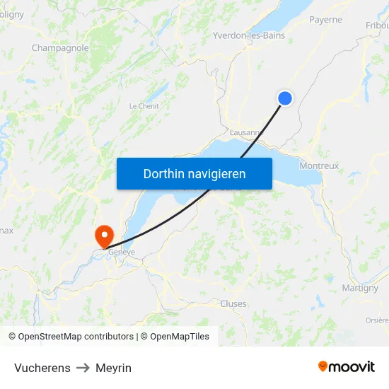 Vucherens to Meyrin map