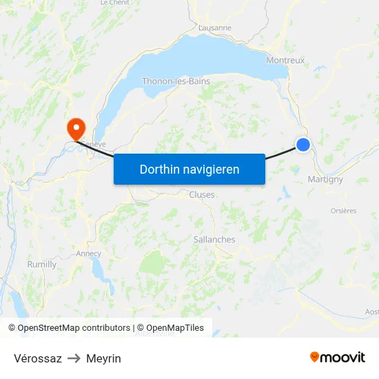 Vérossaz to Meyrin map