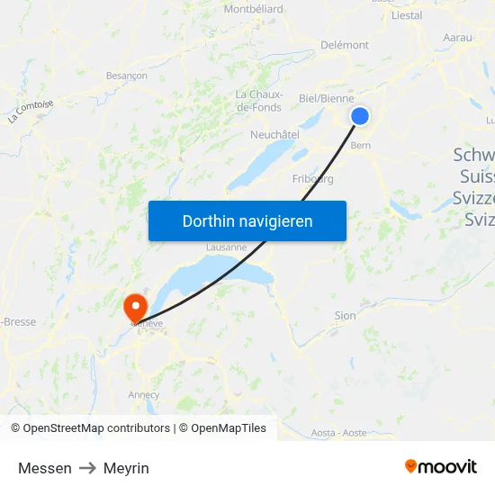Messen to Meyrin map