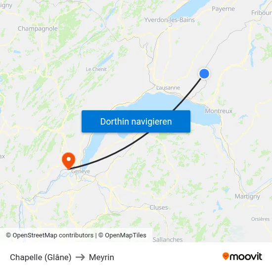 Chapelle (Glâne) to Meyrin map
