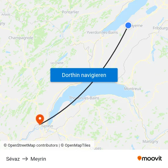 Sévaz to Meyrin map