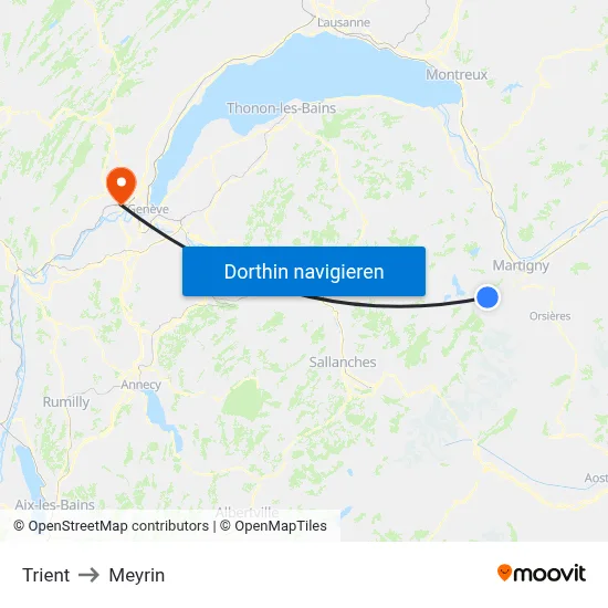 Trient to Meyrin map