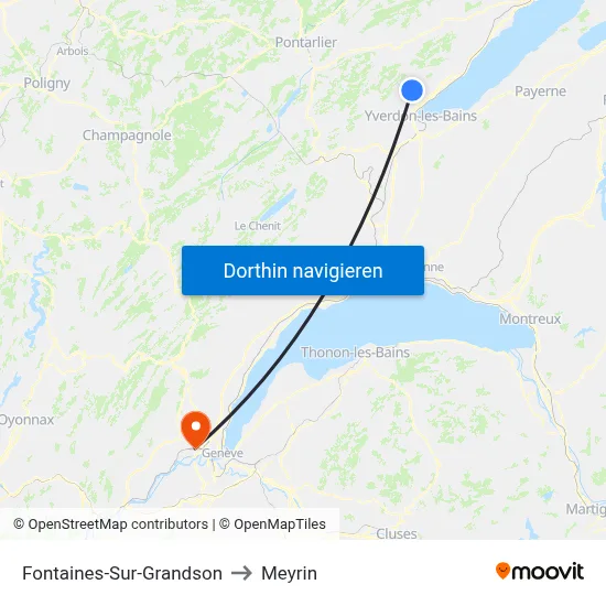 Fontaines-Sur-Grandson to Meyrin map