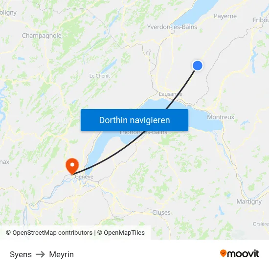 Syens to Meyrin map