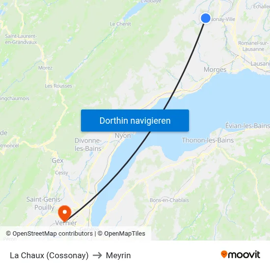 La Chaux (Cossonay) to Meyrin map