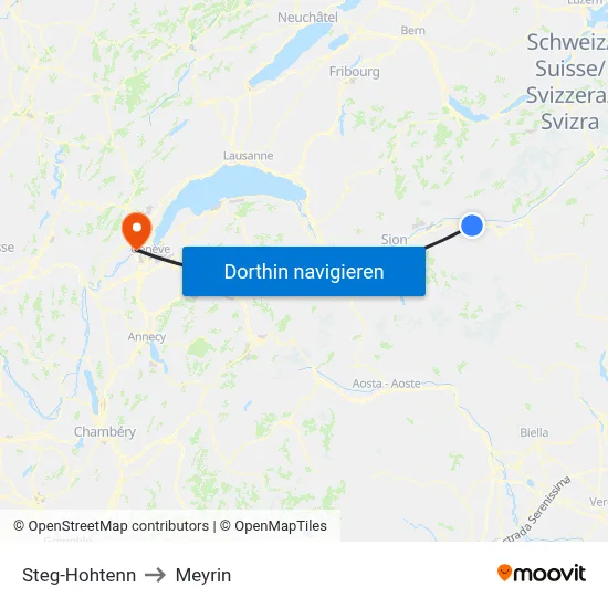 Steg-Hohtenn to Meyrin map