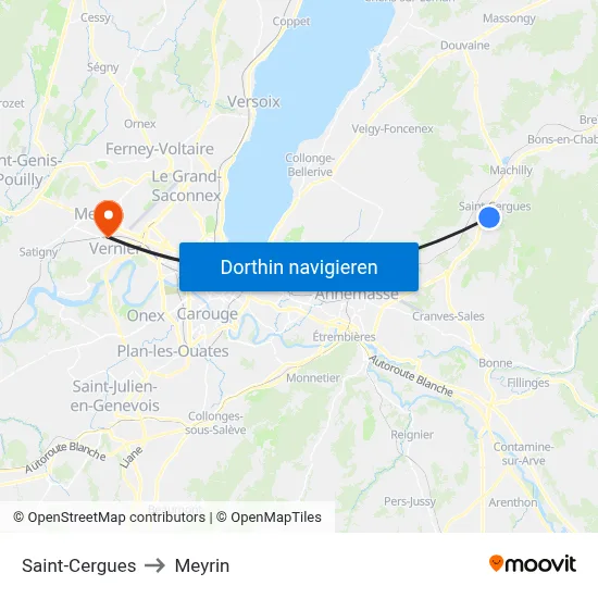 Saint-Cergues to Meyrin map