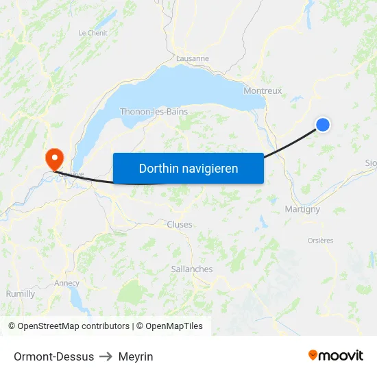 Ormont-Dessus to Meyrin map
