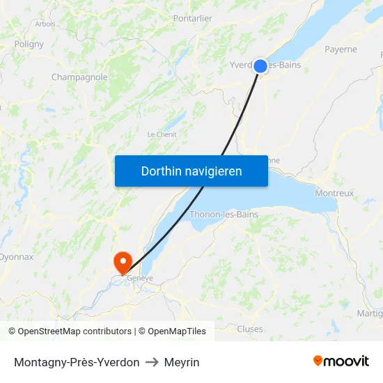 Montagny-Près-Yverdon to Meyrin map