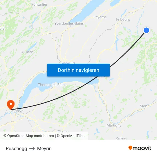 Rüschegg to Meyrin map