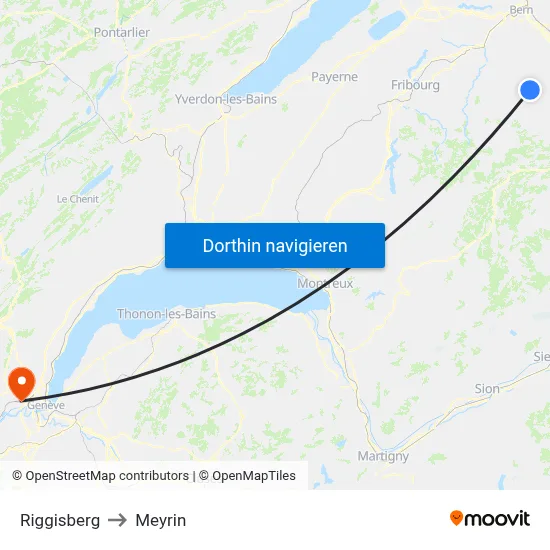 Riggisberg to Meyrin map