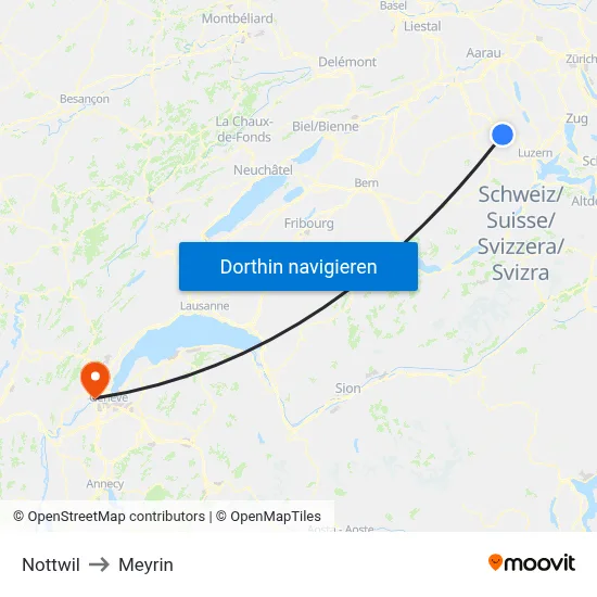 Nottwil to Meyrin map