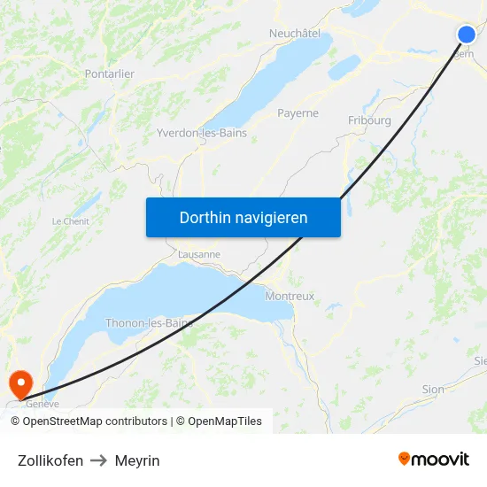 Zollikofen to Meyrin map