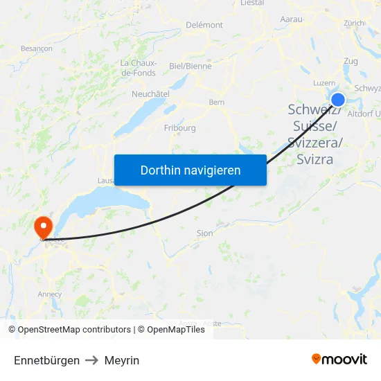 Ennetbürgen to Meyrin map