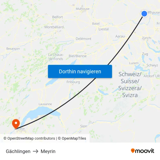 Gächlingen to Meyrin map