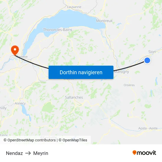 Nendaz to Meyrin map