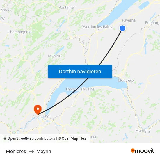 Ménières to Meyrin map