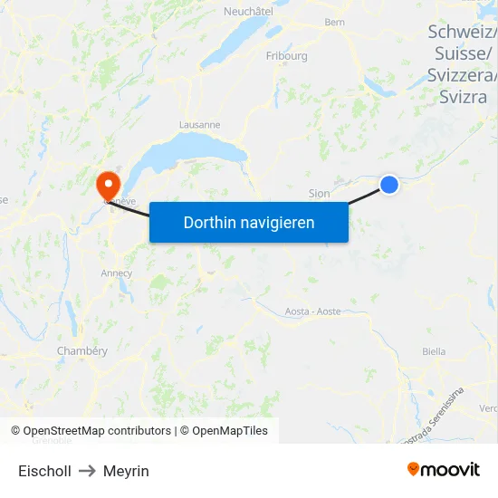 Eischoll to Meyrin map