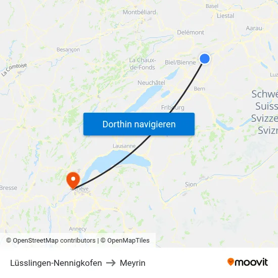 Lüsslingen-Nennigkofen to Meyrin map