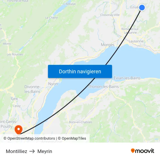 Montilliez to Meyrin map