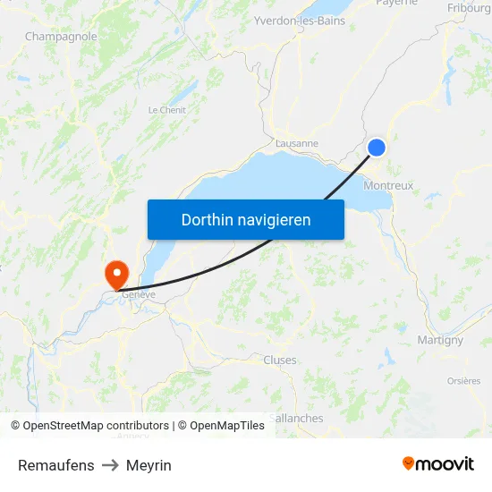 Remaufens to Meyrin map
