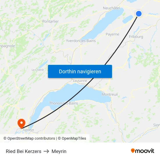 Ried Bei Kerzers to Meyrin map