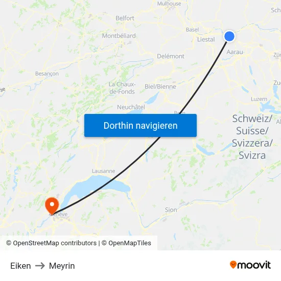 Eiken to Meyrin map